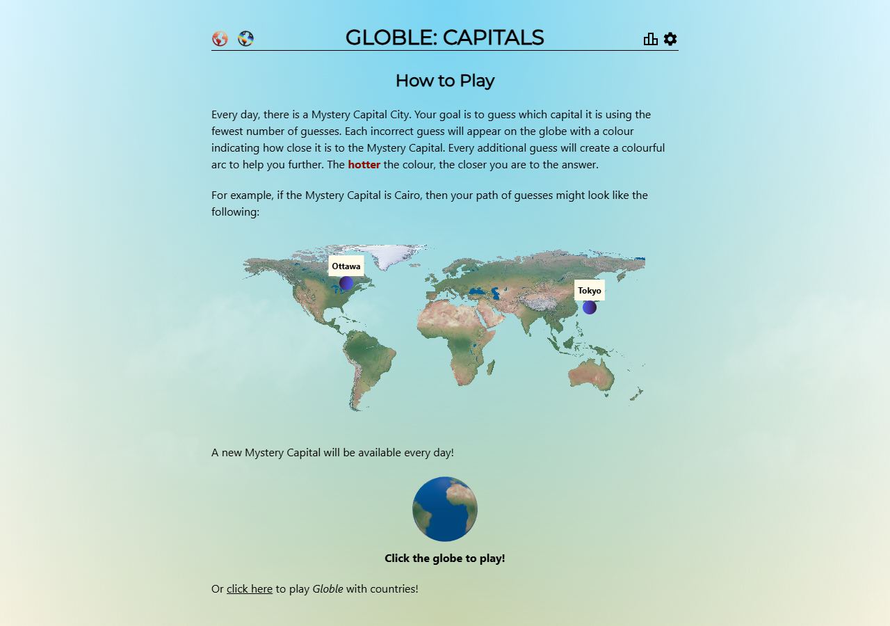 Globle: Capitals — aperçu