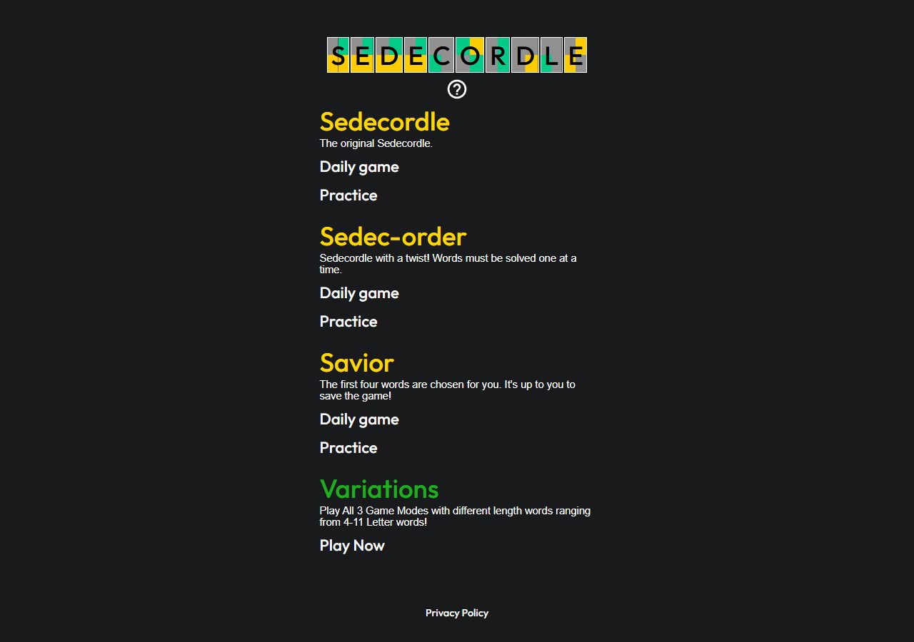 Sedecordle — aperçu